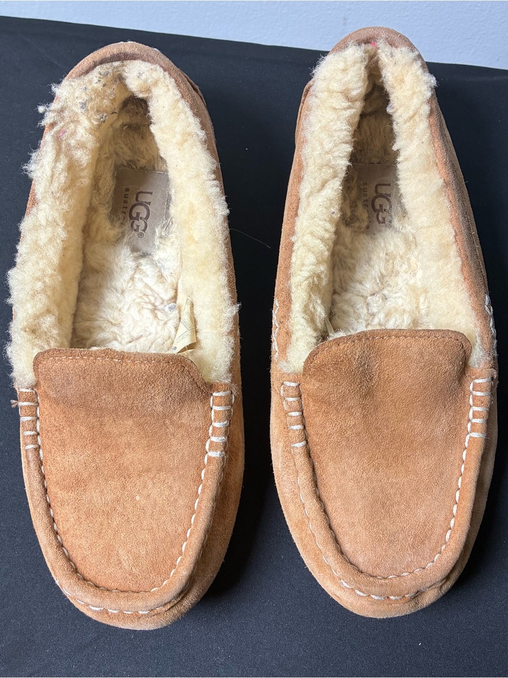 UGG Kids Chestnut Suede Shearling Moccasin Slippers